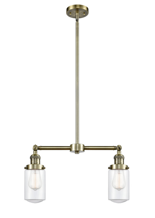 Innovations 209-AB-G312 Two Light Island Pendant, Antique Brass