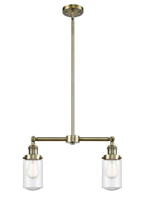 Innovations 209-AB-G314 Two Light Island Pendant, Antique Brass