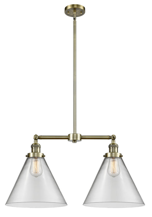Innovations 209-AB-G42-L Two Light Island Pendant, Antique Brass