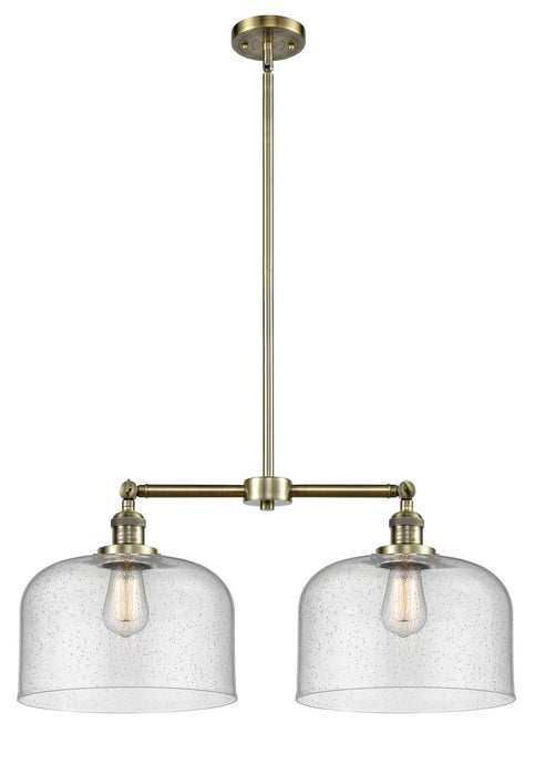 Innovations 209-AB-G74-L Two Light Island Pendant, Antique Brass