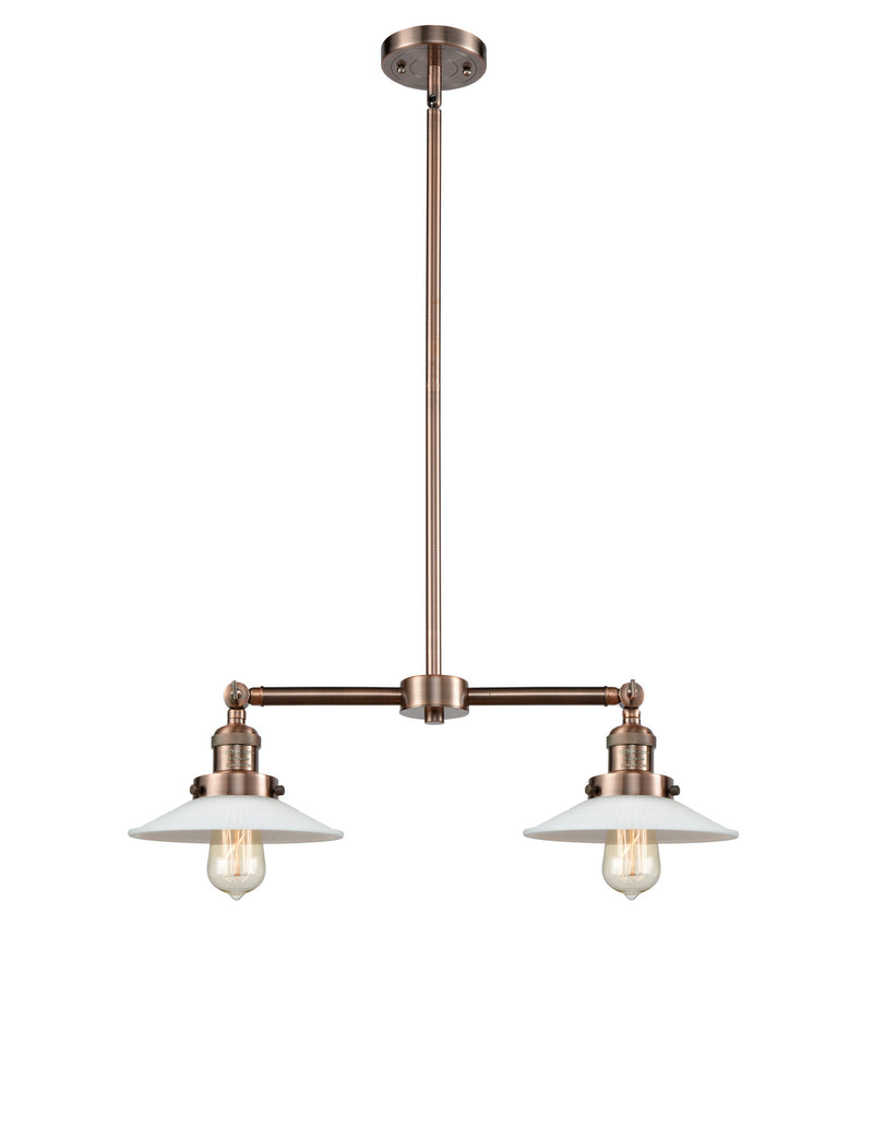 Innovations 209-AC-G1 Two Light Island Pendant, Antique Copper