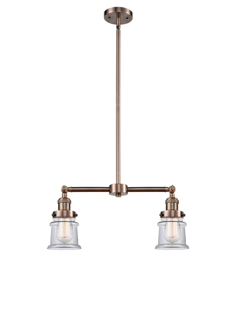 Innovations 209-AC-G182S Two Light Island Pendant, Antique Copper
