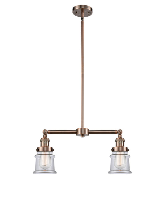 Innovations 209-AC-G182S Two Light Island Pendant, Antique Copper