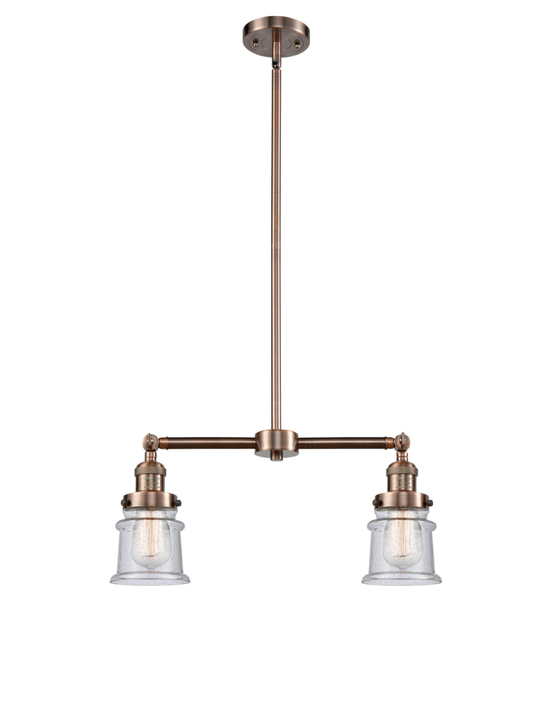 Innovations 209-AC-G184S Two Light Island Pendant, Antique Copper