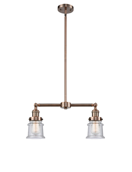 Innovations 209-AC-G184S Two Light Island Pendant, Antique Copper