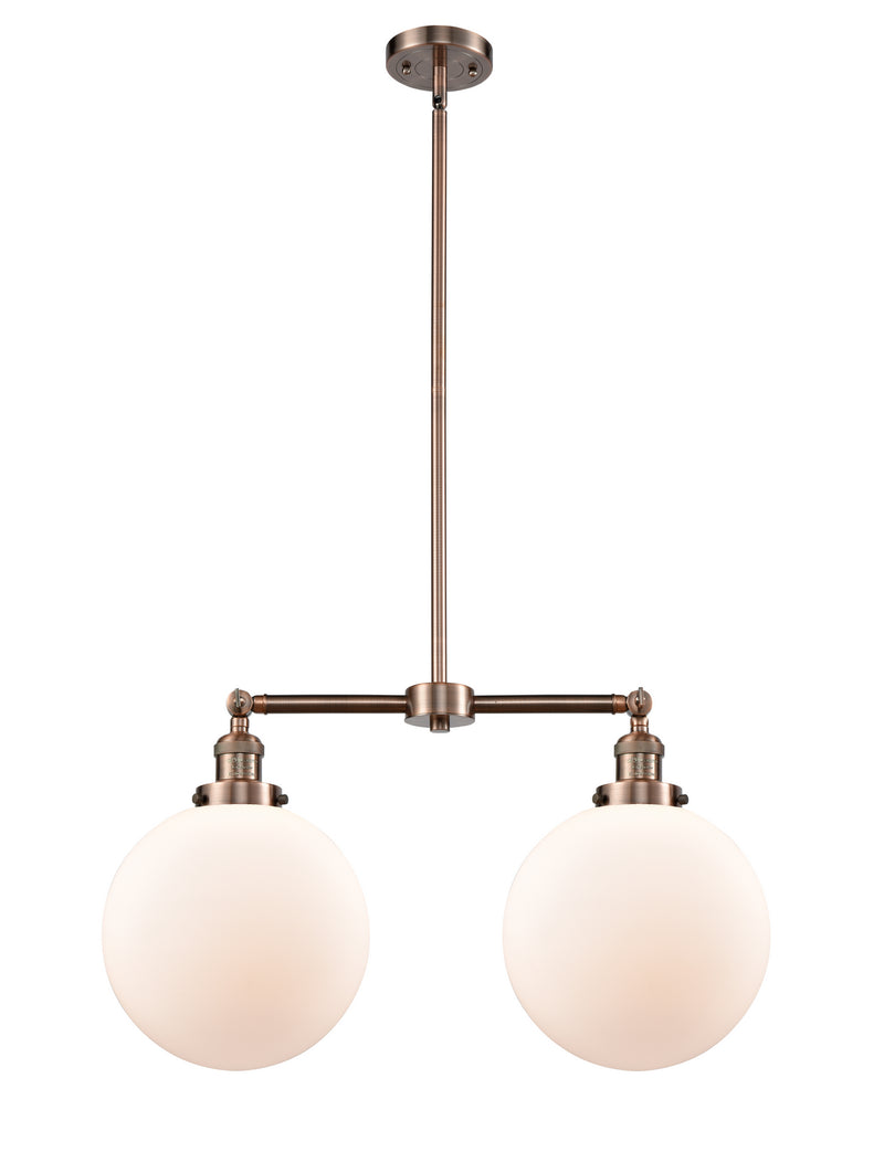 Innovations 209-AC-G201-10 Two Light Island Pendant, Antique Copper