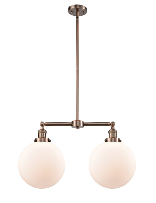 Innovations 209-AC-G201-10 Two Light Island Pendant, Antique Copper