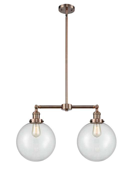 Innovations 209-AC-G202-10 Two Light Island Pendant, Antique Copper