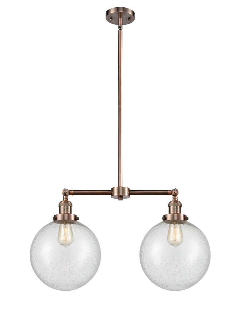 Innovations 209-AC-G204-10 Two Light Island Pendant, Antique Copper