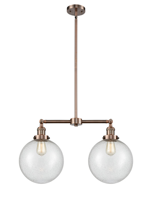 Innovations 209-AC-G204-10 Two Light Island Pendant, Antique Copper
