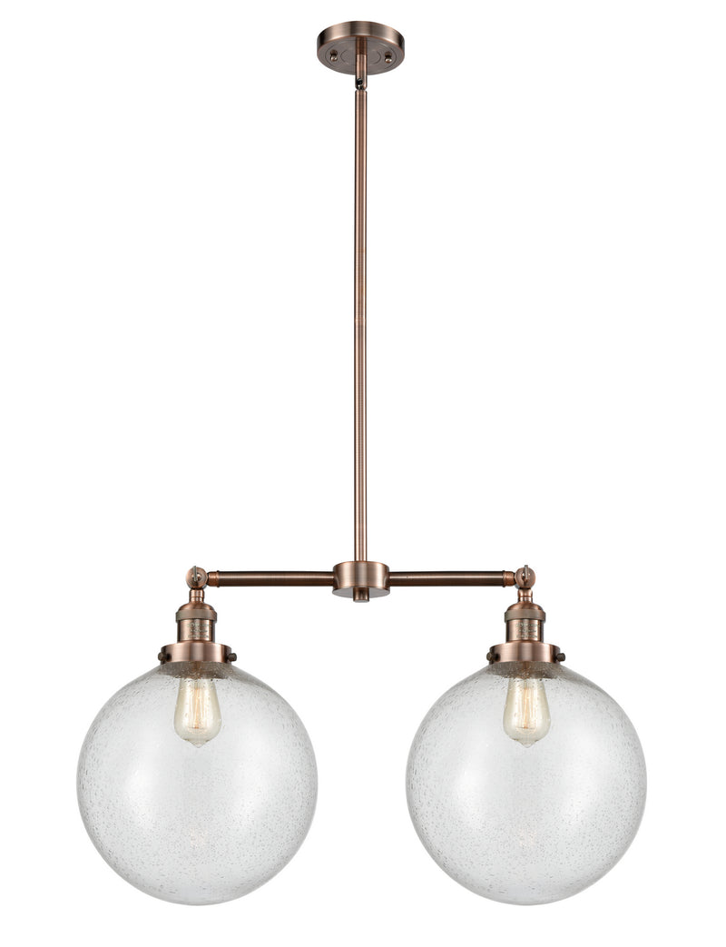 Innovations 209-AC-G204-12 Two Light Island Pendant, Antique Copper