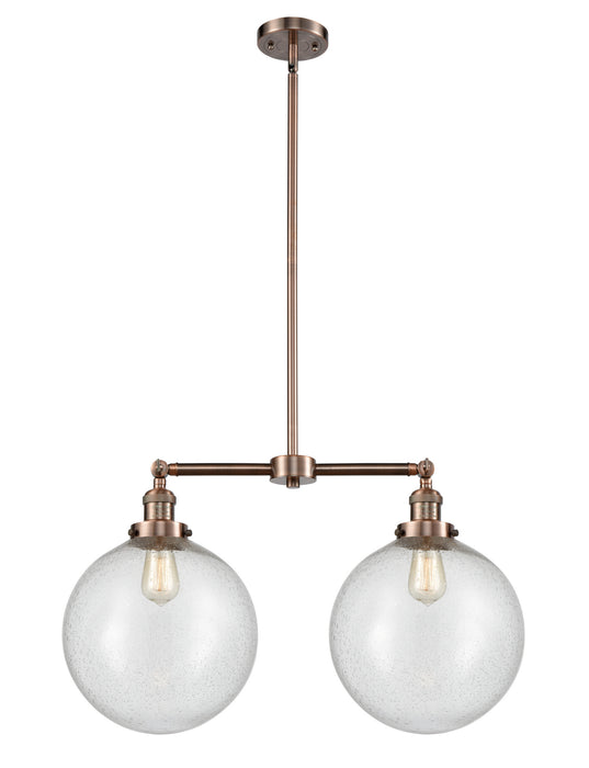 Innovations 209-AC-G204-12 Two Light Island Pendant, Antique Copper