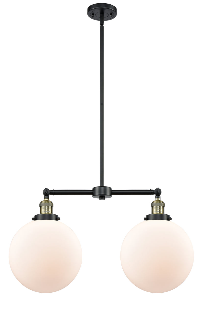 Innovations 209-BAB-G201-10 Two Light Island Pendant, Black Antique Brass