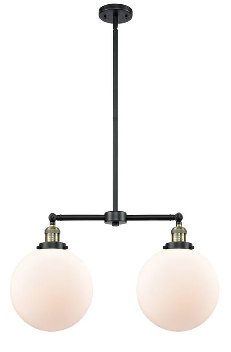 Innovations 209-BAB-G201-10 Two Light Island Pendant, Black Antique Brass