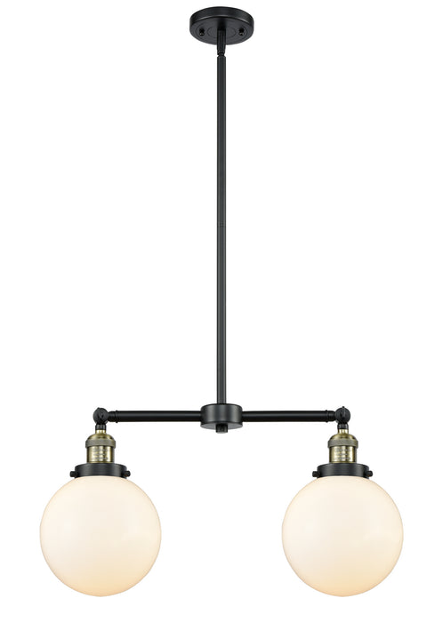 Innovations 209-BAB-G201-8 Two Light Island Pendant, Black Antique Brass
