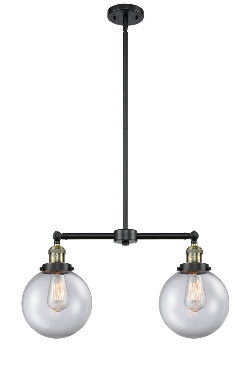 Innovations 209-BAB-G202-8 Two Light Island Pendant, Black Antique Brass