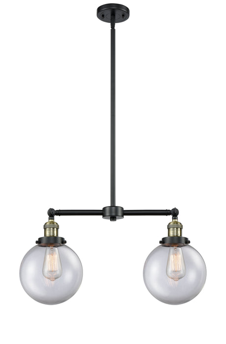 Innovations 209-BAB-G202-8 Two Light Island Pendant, Black Antique Brass