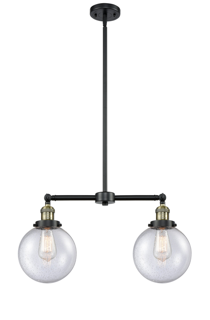 Innovations 209-BAB-G204-8 Two Light Island Pendant, Black Antique Brass