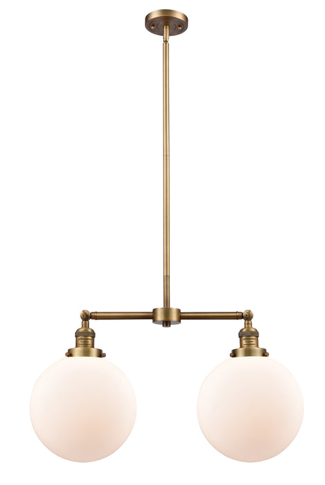 Innovations 209-BB-G201-10 Two Light Island Pendant, Brushed Brass