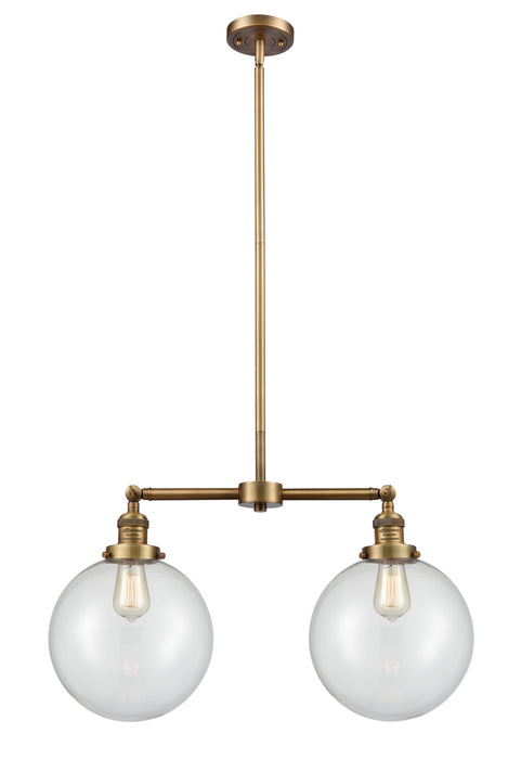 Innovations 209-BB-G202-10 Two Light Island Pendant, Brushed Brass