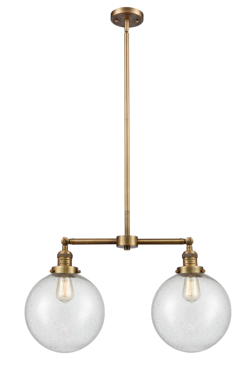 Innovations 209-BB-G204-10 Two Light Island Pendant, Brushed Brass