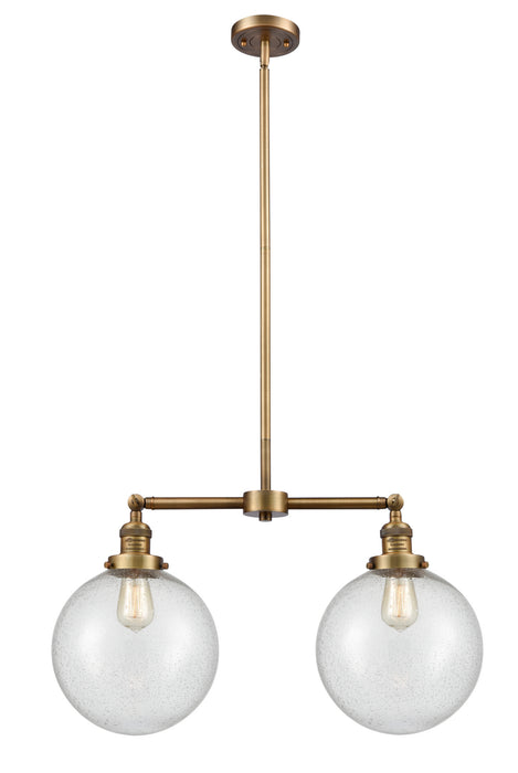 Innovations 209-BB-G204-10 Two Light Island Pendant, Brushed Brass