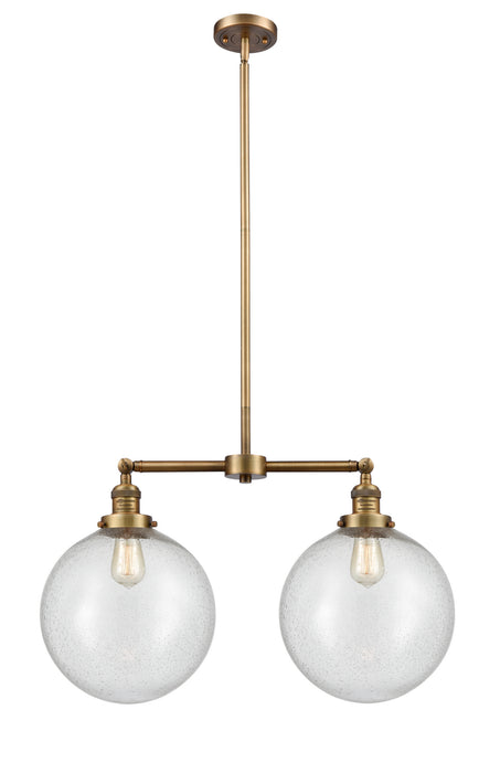 Innovations 209-BB-G204-12 Two Light Island Pendant, Brushed Brass