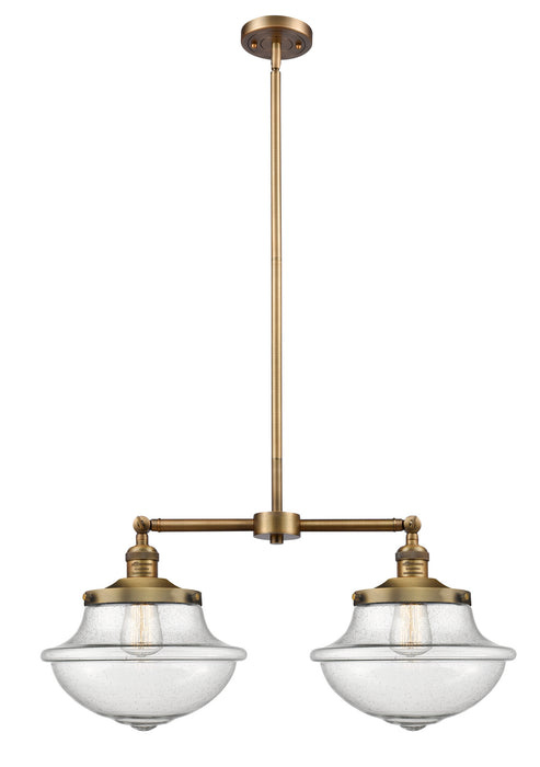 Innovations 209-BB-G544 Two Light Island Pendant, Brushed Brass