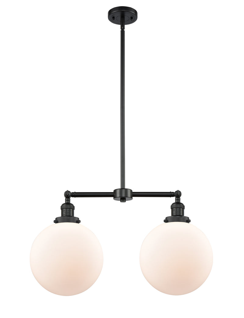 Innovations 209-BK-G201-10 Two Light Island Pendant, Matte Black