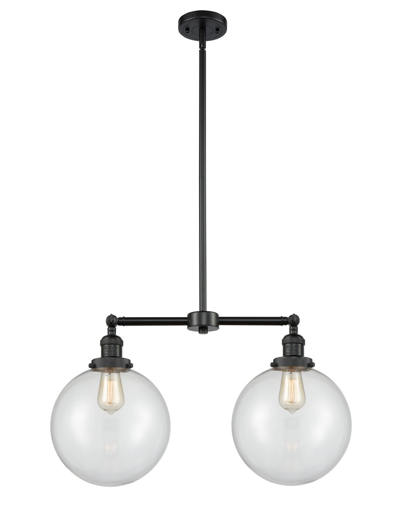 Innovations 209-BK-G202-10 Two Light Island Pendant, Matte Black