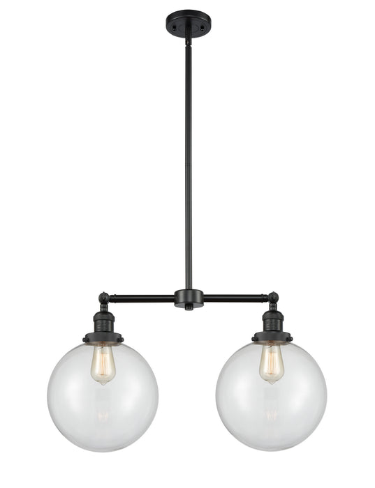 Innovations 209-BK-G202-10 Two Light Island Pendant, Matte Black