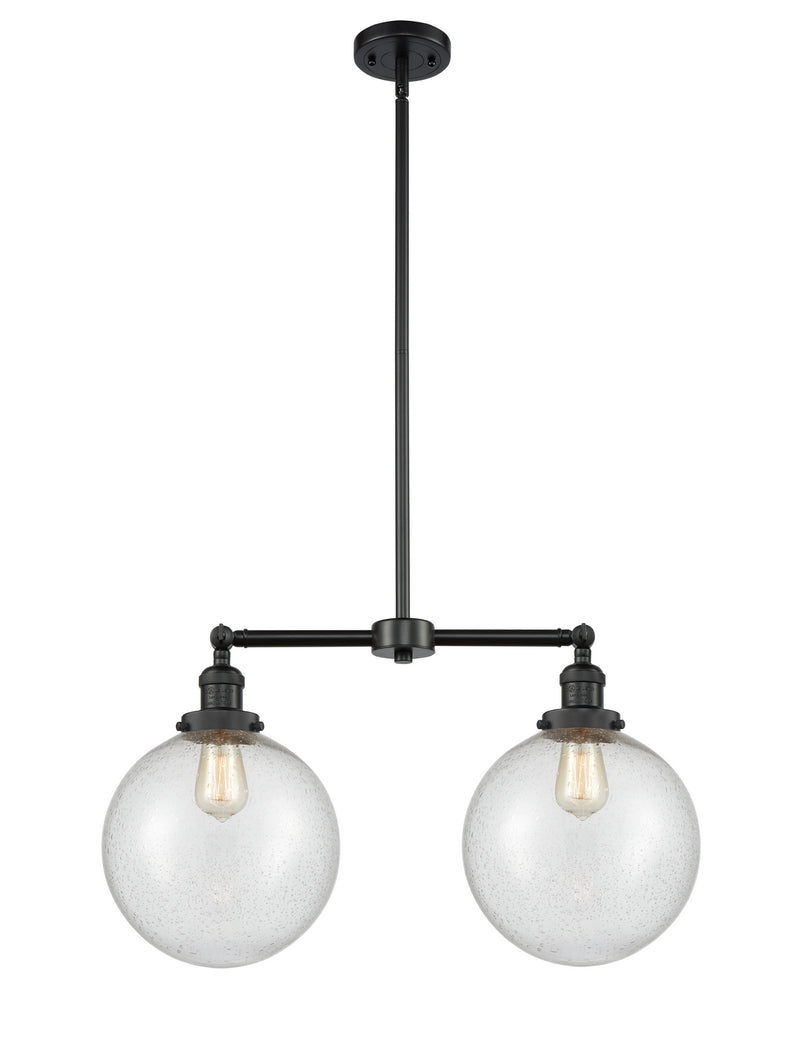 Innovations 209-BK-G204-10 Two Light Island Pendant, Matte Black