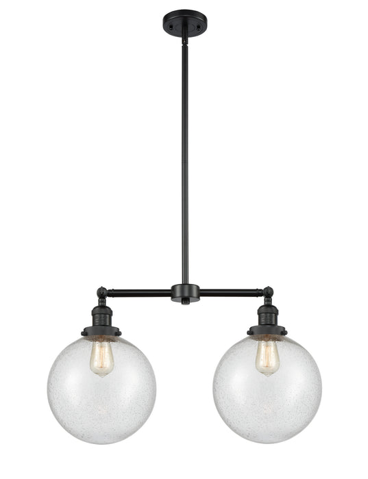 Innovations 209-BK-G204-10 Two Light Island Pendant, Matte Black