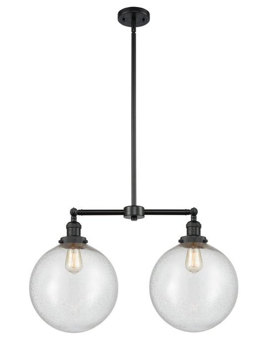 Innovations 209-BK-G204-12 Two Light Island Pendant, Matte Black