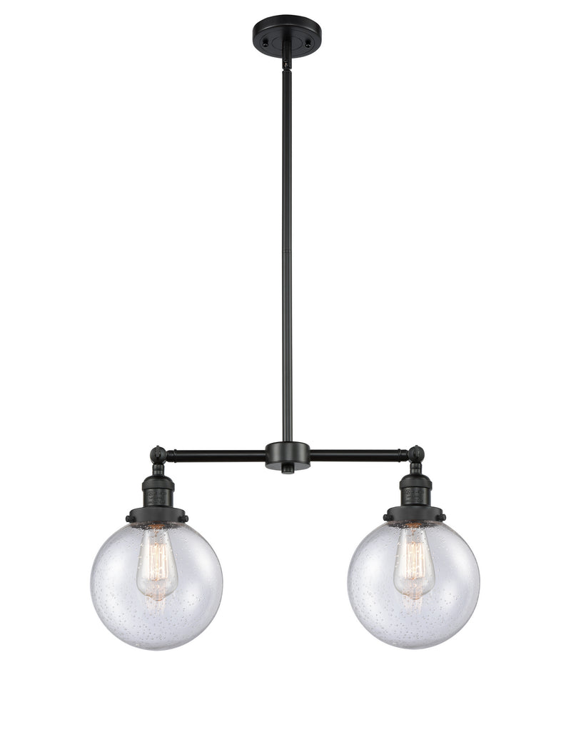 Innovations 209-BK-G204-8 Two Light Island Pendant, Matte Black