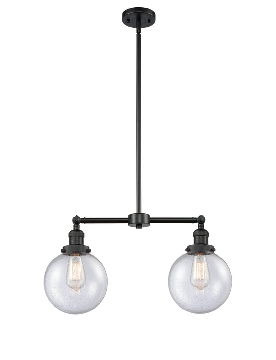 Innovations 209-BK-G204-8 Two Light Island Pendant, Matte Black