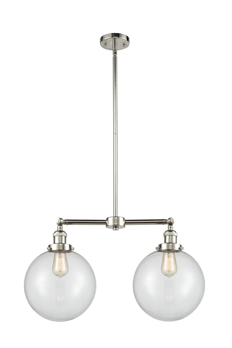 Innovations 209-PN-G202-10 Two Light Island Pendant, Polished Nickel