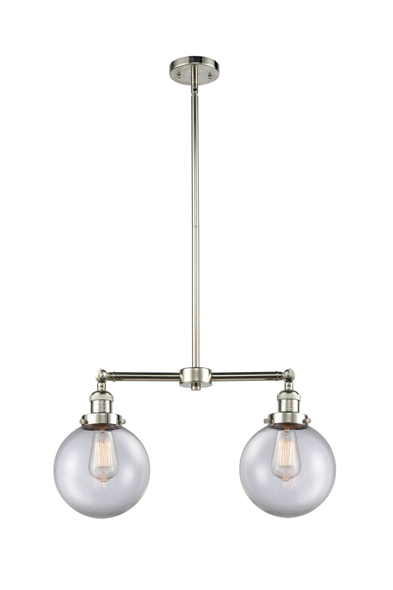 Innovations 209-PN-G202-8 Two Light Island Pendant, Polished Nickel