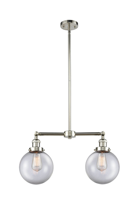 Innovations 209-PN-G202-8 Two Light Island Pendant, Polished Nickel