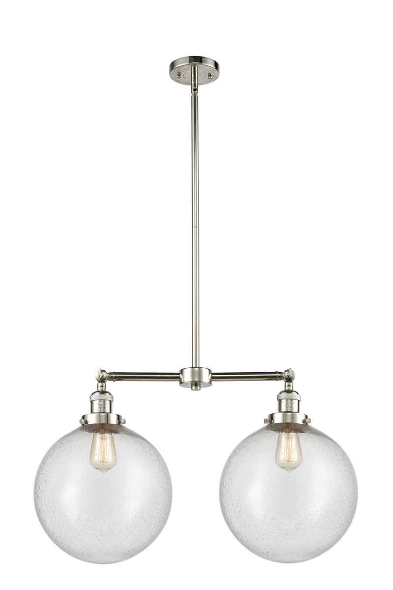 Innovations 209-PN-G204-12 Two Light Island Pendant, Polished Nickel