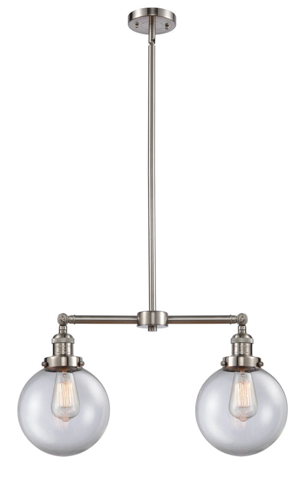 Innovations 209-SN-G202-8 Two Light Island Pendant, Brushed Satin Nickel