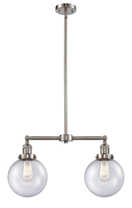 Innovations 209-SN-G204-8 Two Light Island Pendant, Brushed Satin Nickel
