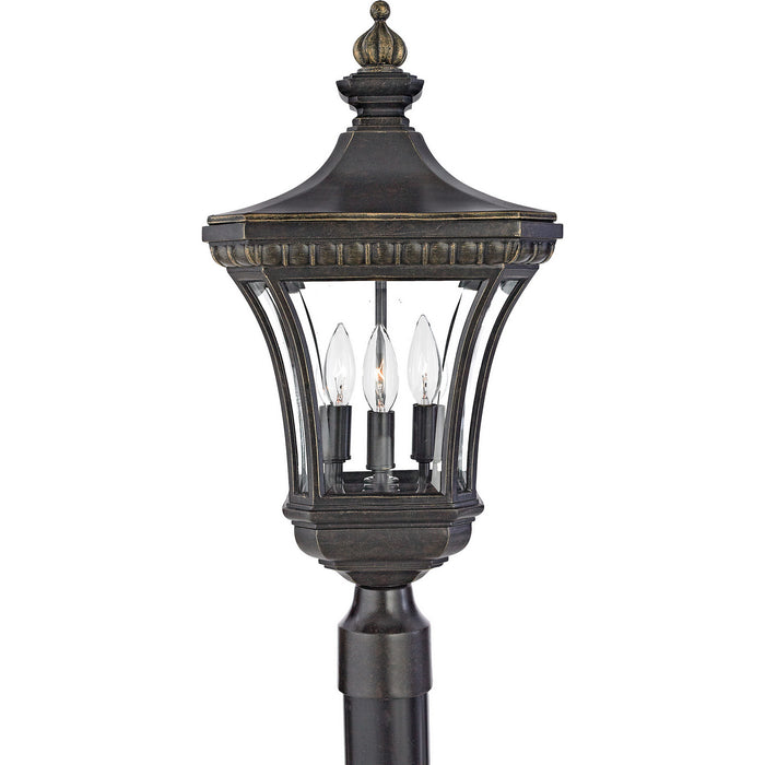 Quoizel DE9256IB Three Light Outdoor Post Lantern, Imperial Bronze