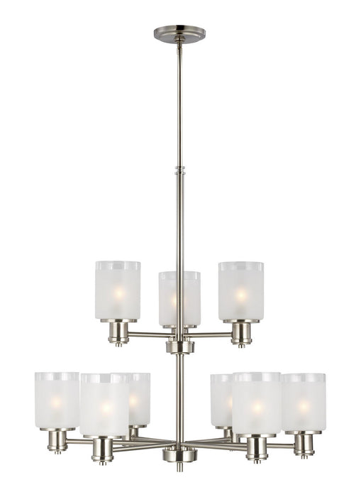 Generation Lighting 3139809EN3-962 Nine Light Chandelier, Brushed Nickel