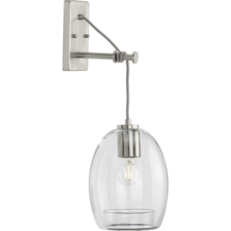 Progress Lighting P300215-009 One Light Wall Bracket, Brushed Nickel