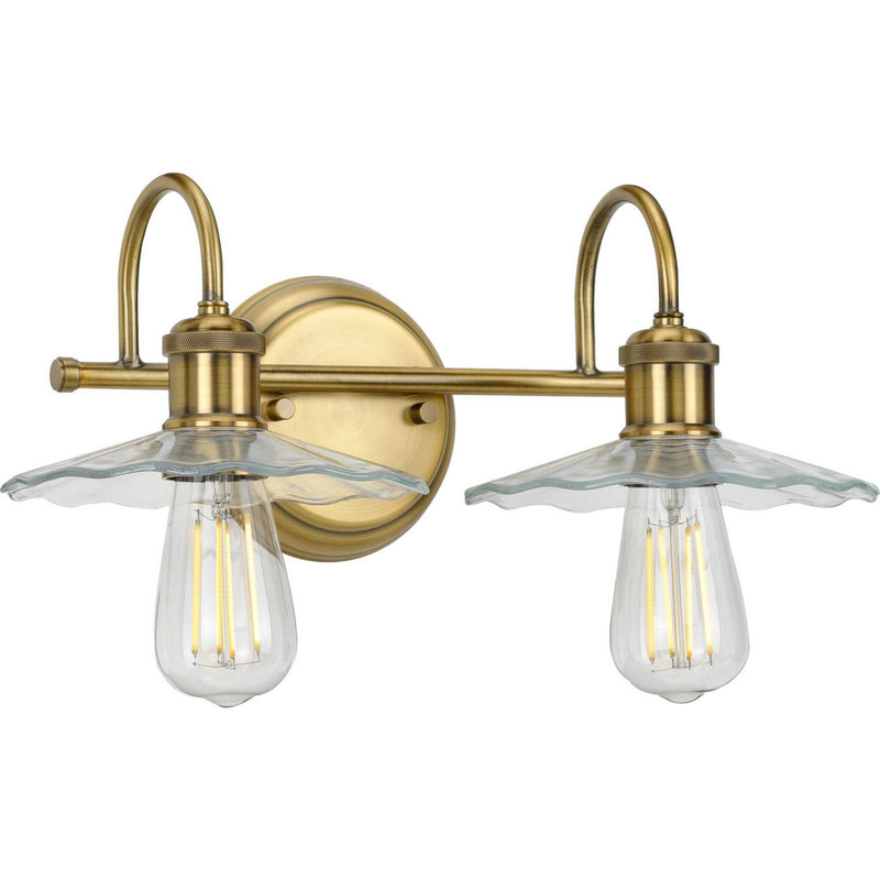 Progress Lighting P300287-163 Two Light Bath, Vintage Brass