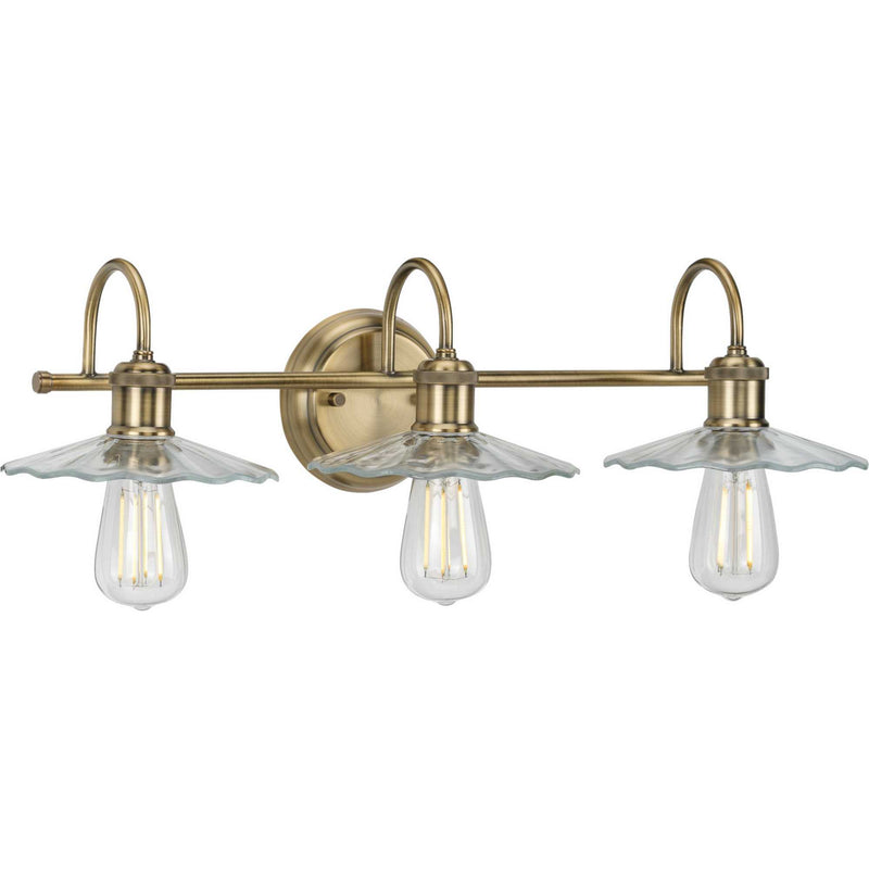 Progress Lighting P300288-163 Three Light Bath, Vintage Brass