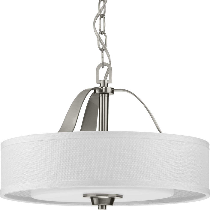 Progress Lighting P350098-009 Two Light Semi Flush Convertible, Brushed Nickel