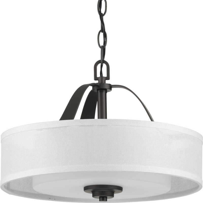 Progress Lighting P350098-143 Two Light Semi Flush Convertible, Graphite