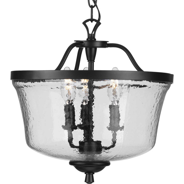 Progress Lighting P350148-031 Three Light Semi Flush Convertible, Black